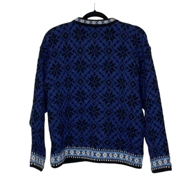 L.L. Bean Wool Fair Isle Nordic Cardigan Sweater Silver Buttons Size Medium (M) - Picture 3 of 6